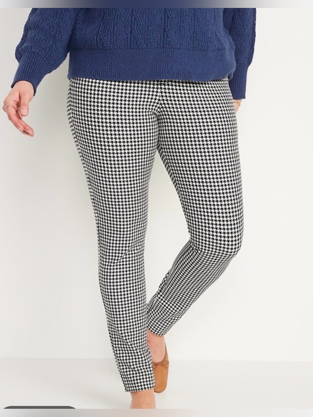 Old Navy Black & White Houndstooth Skinny Ponte Pants size 4P